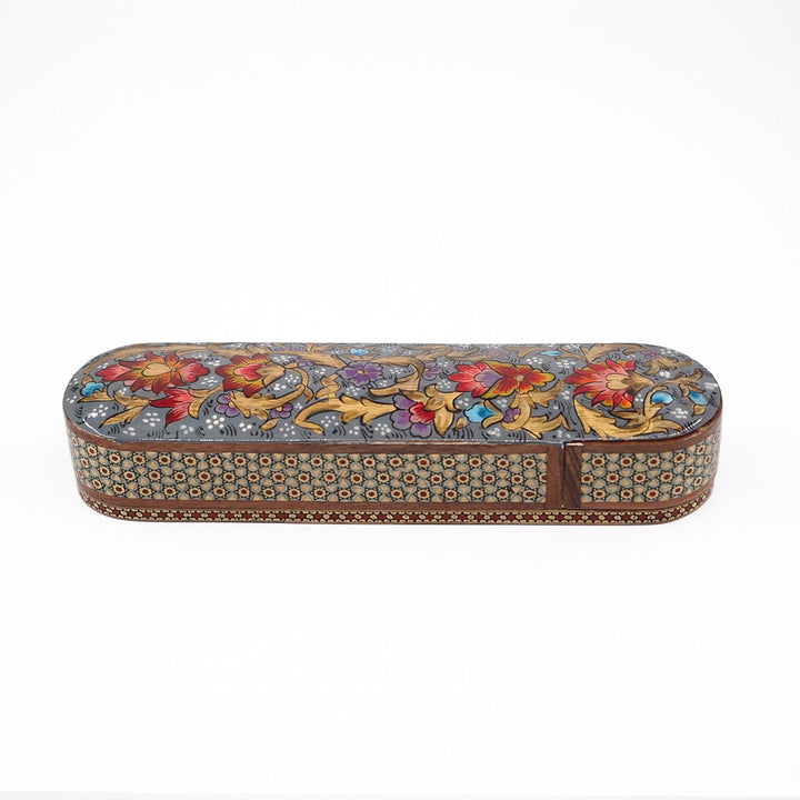 Traditional Motif | Handcrafted Hatem-Inlaid Sliding-Lid Wooden Box - WAAH070