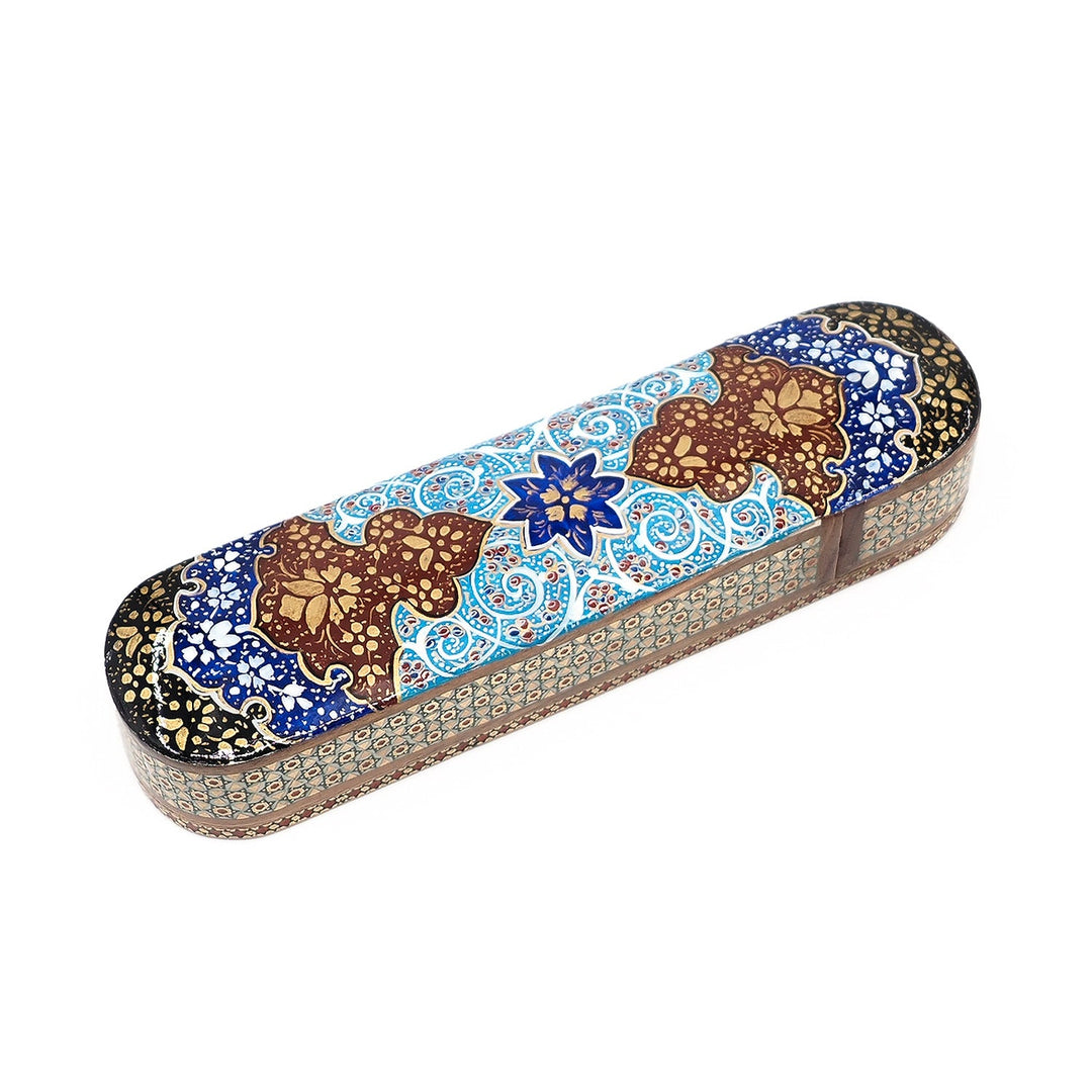 Traditional Motif | Handcrafted Hatem-Inlaid Sliding-Lid Wooden Box - WAAH071
