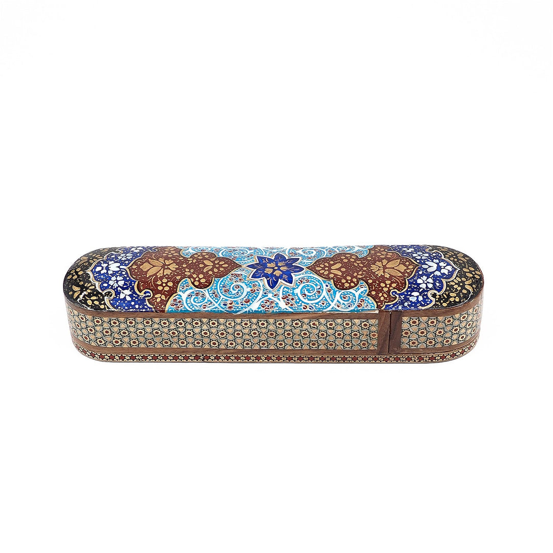 Traditional Motif | Handcrafted Hatem-Inlaid Sliding-Lid Wooden Box - WAAH071