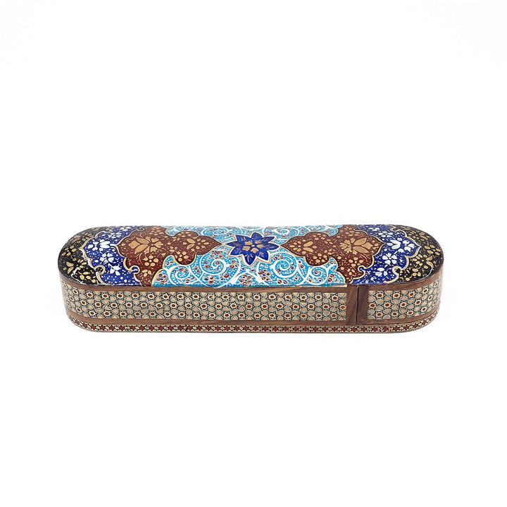 Traditional Motif | Handcrafted Hatem-Inlaid Sliding-Lid Wooden Box - WAAH071