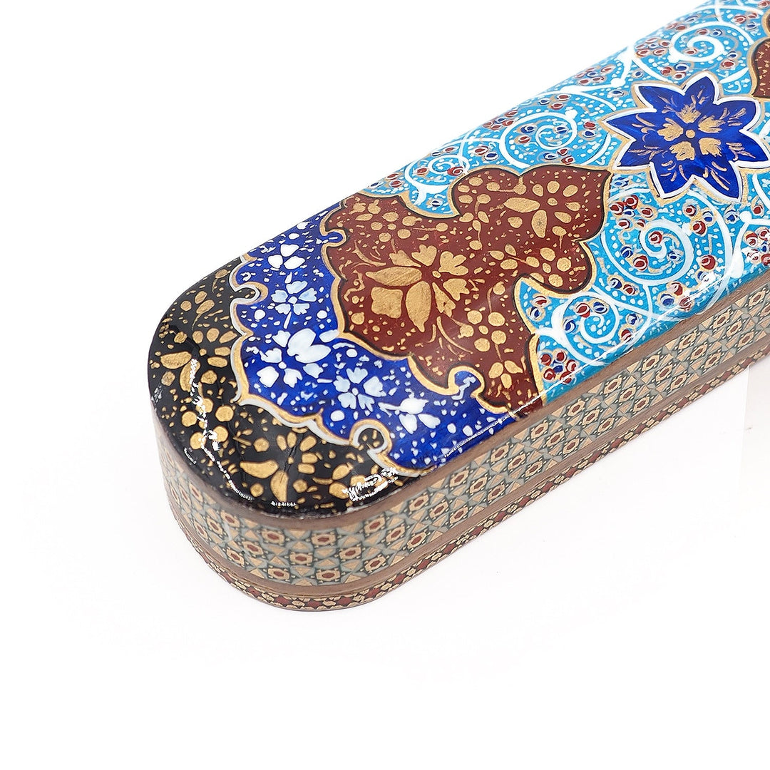 Traditional Motif | Handcrafted Hatem-Inlaid Sliding-Lid Wooden Box - WAAH071