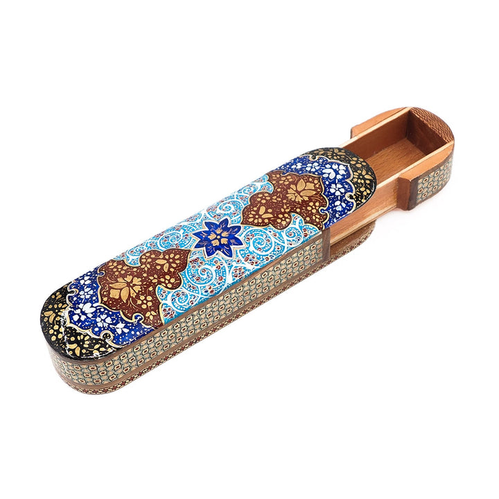 Traditional Motif | Handcrafted Hatem-Inlaid Sliding-Lid Wooden Box - WAAH071