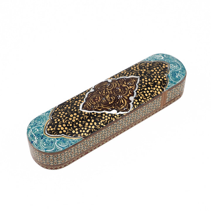 Traditional Motif | Handcrafted Hatem-Inlaid Sliding-Lid Wooden Box - WAAH072