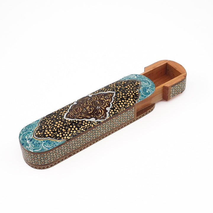 Traditional Motif | Handcrafted Hatem-Inlaid Sliding-Lid Wooden Box - WAAH072