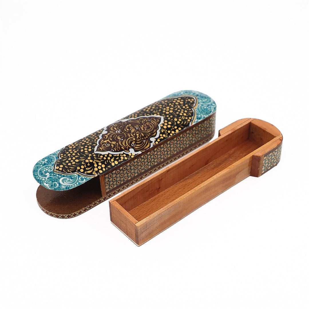 Traditional Motif | Handcrafted Hatem-Inlaid Sliding-Lid Wooden Box - WAAH072