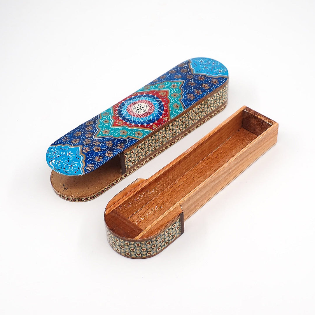 Traditional Motif | Handcrafted Hatem-Inlaid Sliding-Lid Wooden Box - WAAH073