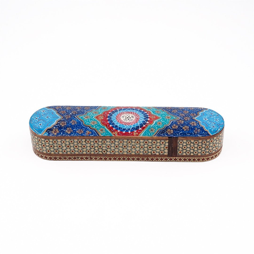 Traditional Motif | Handcrafted Hatem-Inlaid Sliding-Lid Wooden Box - WAAH073