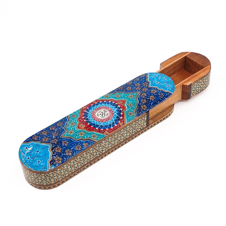 Traditional Motif | Handcrafted Hatem-Inlaid Sliding-Lid Wooden Box - WAAH073