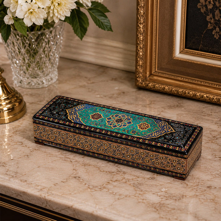 Traditional Motif | Handcrafted Hatem-Inlaid Wooden Box - WAAH074