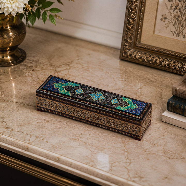 Traditional Motif | Handcrafted Hatem-Inlaid Wooden Box - WAAH075