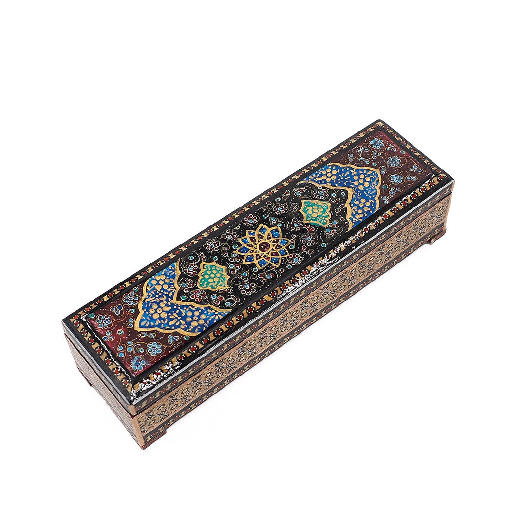 Traditional Motif | Handcrafted Hatem-Inlaid Wooden Box - WAAH076