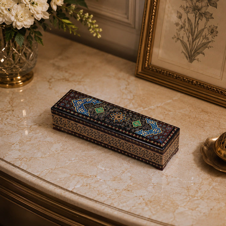 Traditional Motif | Handcrafted Hatem-Inlaid Wooden Box - WAAH076