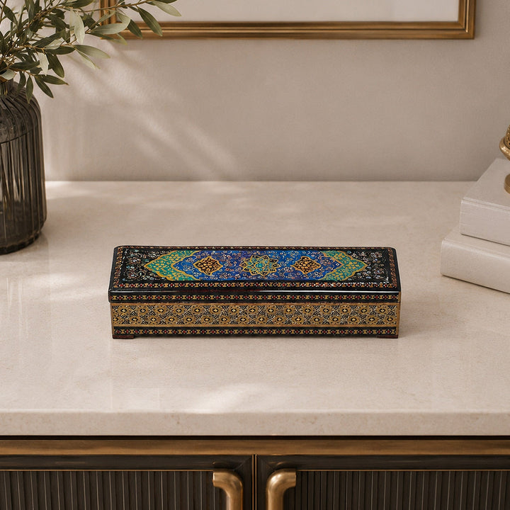 Traditional Motif | Handcrafted Hatem-Inlaid Wooden Box - WAAH077