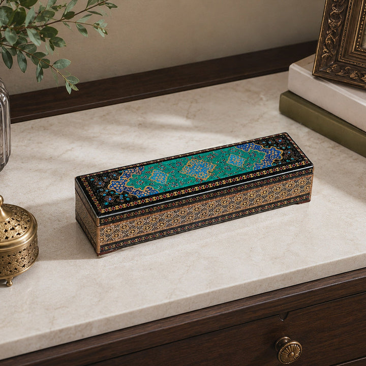 Traditional Motif | Handcrafted Hatem-Inlaid Wooden Box - WAAH078