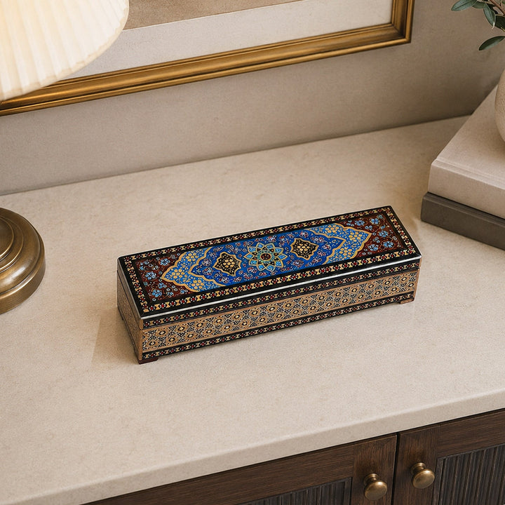 Traditional Motif | Handcrafted Hatem-Inlaid Wooden Box - WAAH079