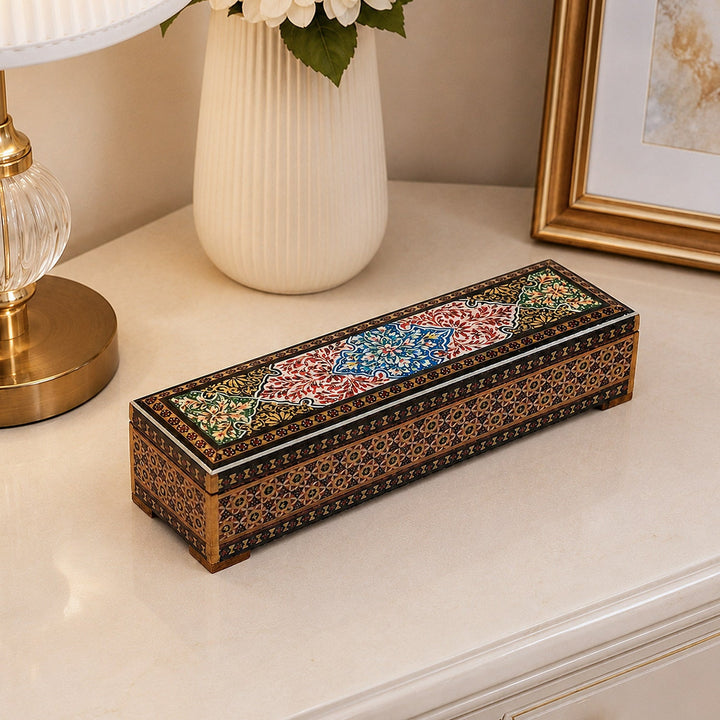 Traditional Motif | Handcrafted Hatem-Inlaid Wooden Box - WAAH080