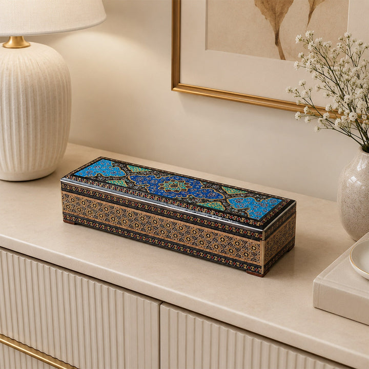 Traditional Motif | Handcrafted Hatem-Inlaid Wooden Box - WAAH081
