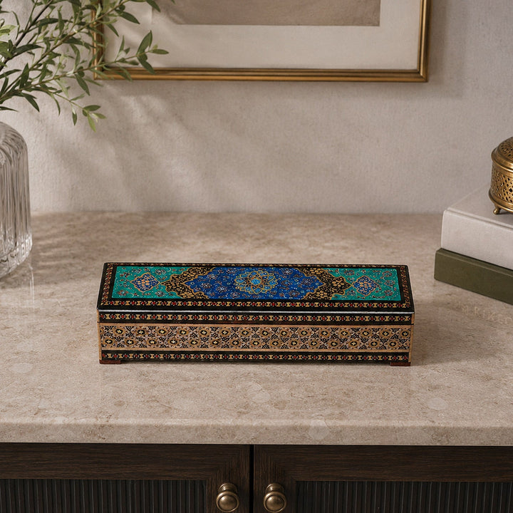 Traditional Motif | Handcrafted Hatem-Inlaid Wooden Box - WAAH082