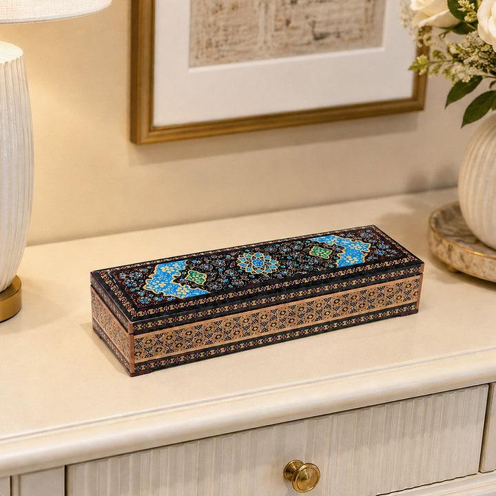Traditional Motif | Handcrafted Hatem-Inlaid Wooden Box - WAAH083