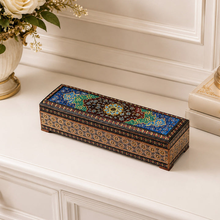 Traditional Motif | Handcrafted Hatem-Inlaid Wooden Box - WAAH084