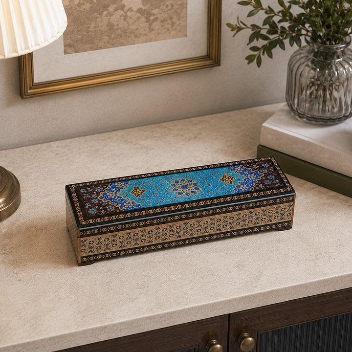 Traditional Motif | Handcrafted Hatem-Inlaid Wooden Box - WAAH086