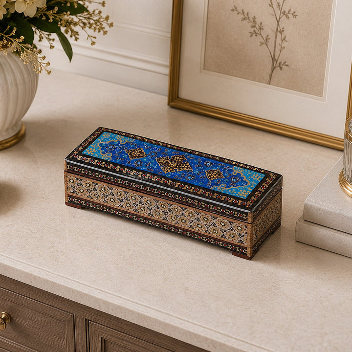 Traditional Motif | Handcrafted Hatem-Inlaid Wooden Box - WAAH089