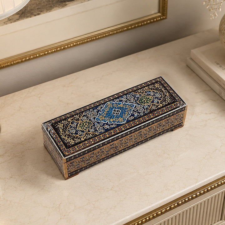 Traditional Motif | Handcrafted Hatem-Inlaid Wooden Box - WAAH092
