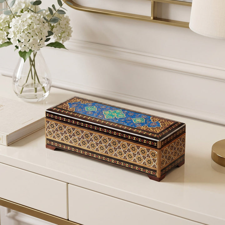 Traditional Motif | Handcrafted Hatem-Inlaid Wooden Box - WAAH095