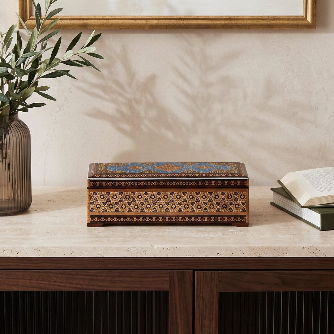 Traditional Motif | Handcrafted Hatem-Inlaid Wooden Box - WAAH098
