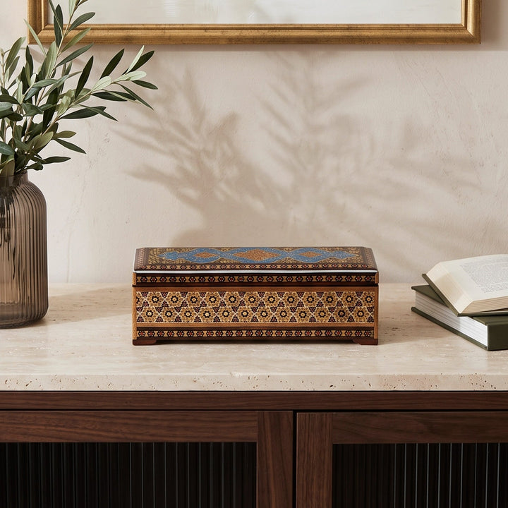 Traditional Motif | Handcrafted Hatem-Inlaid Wooden Box - WAAH098