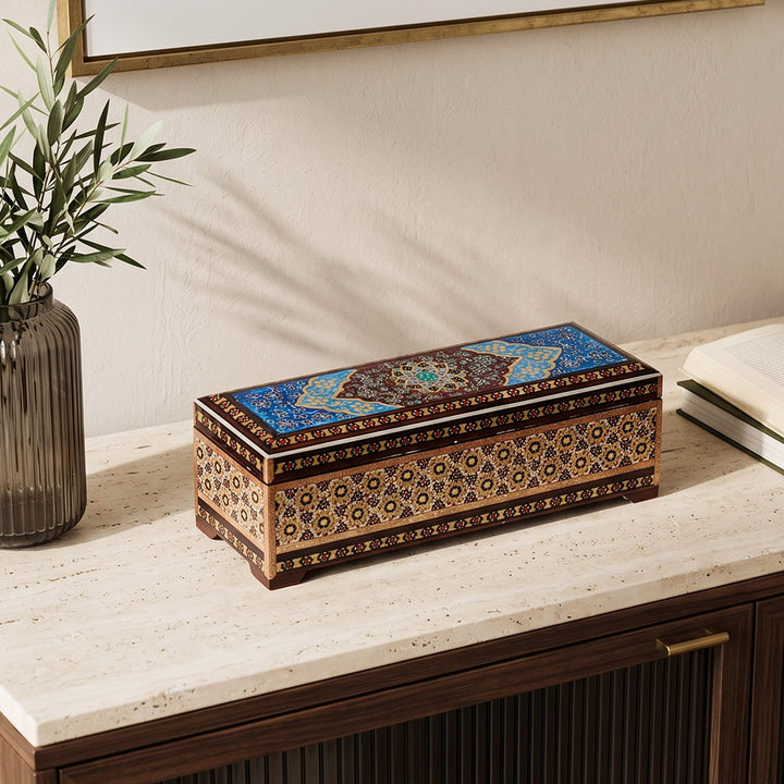 Traditional Motif | Handcrafted Hatem-Inlaid Wooden Box - WAAH101
