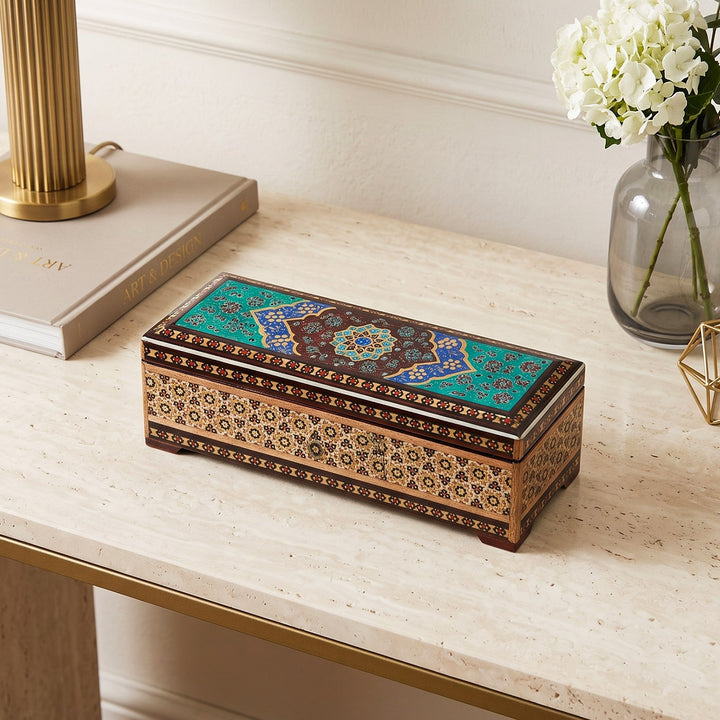 Traditional Motif | Handcrafted Hatem-Inlaid Wooden Box - WAAH102