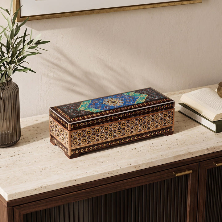 Traditional Motif | Handcrafted Hatem-Inlaid Wooden Box - WAAH103