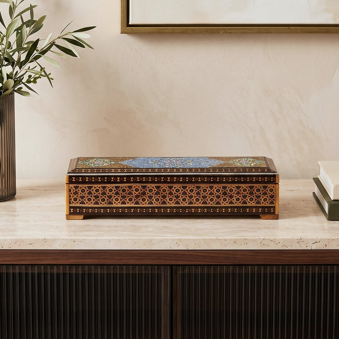 Traditional Motif | Handcrafted Hatem-Inlaid Wooden Box - WAAH104