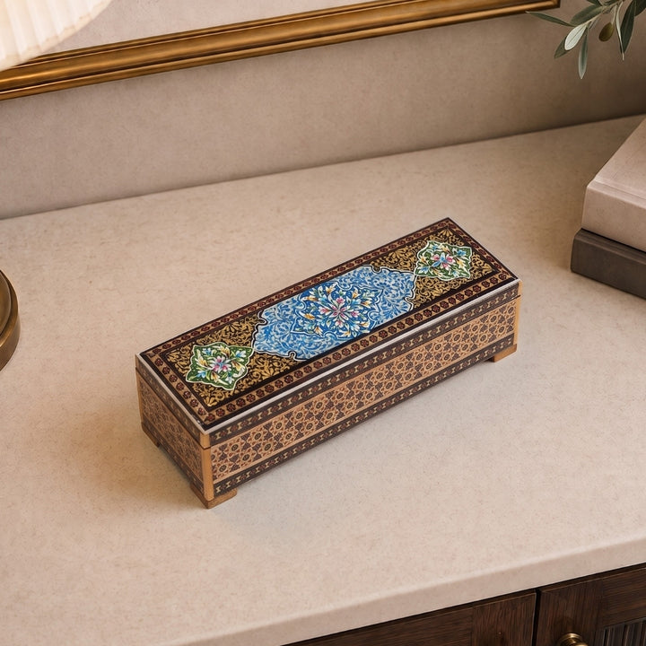 Traditional Motif | Handcrafted Hatem-Inlaid Wooden Box - WAAH104