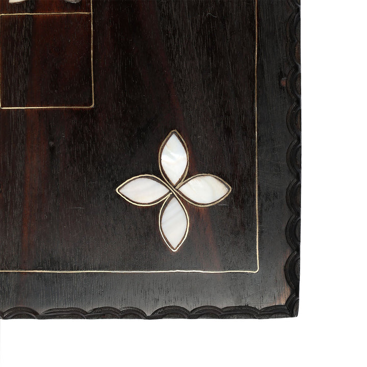 Handcrafted Wooden Backgammon Set with Mother-of-Pearl and Copper Wire Inlay – WAAH108