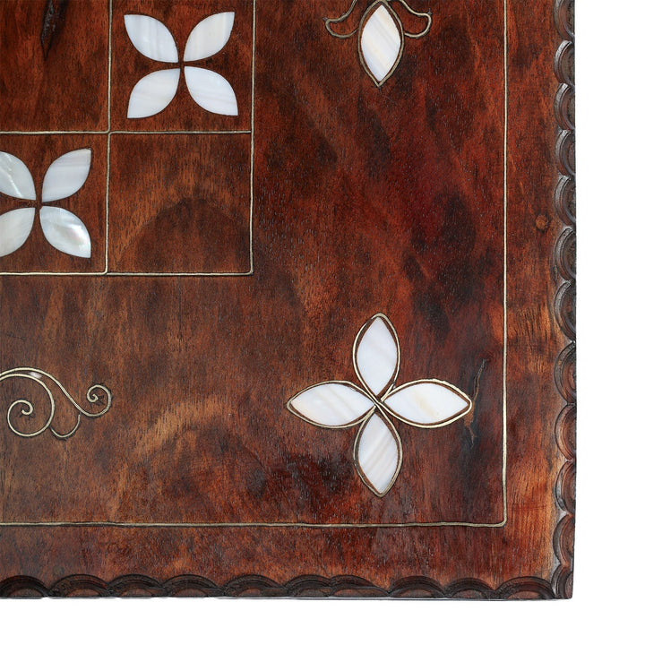 Handcrafted Wooden Backgammon Set with Mother-of-Pearl and Copper Wire Inlay – WAAH109