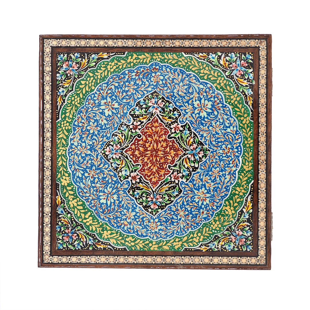 Traditional Motif | Handcrafted Hatem-Inlaid Square Wooden Box - WAAH111