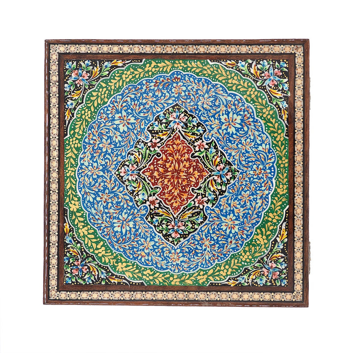 Traditional Motif | Handcrafted Hatem-Inlaid Square Wooden Box - WAAH111
