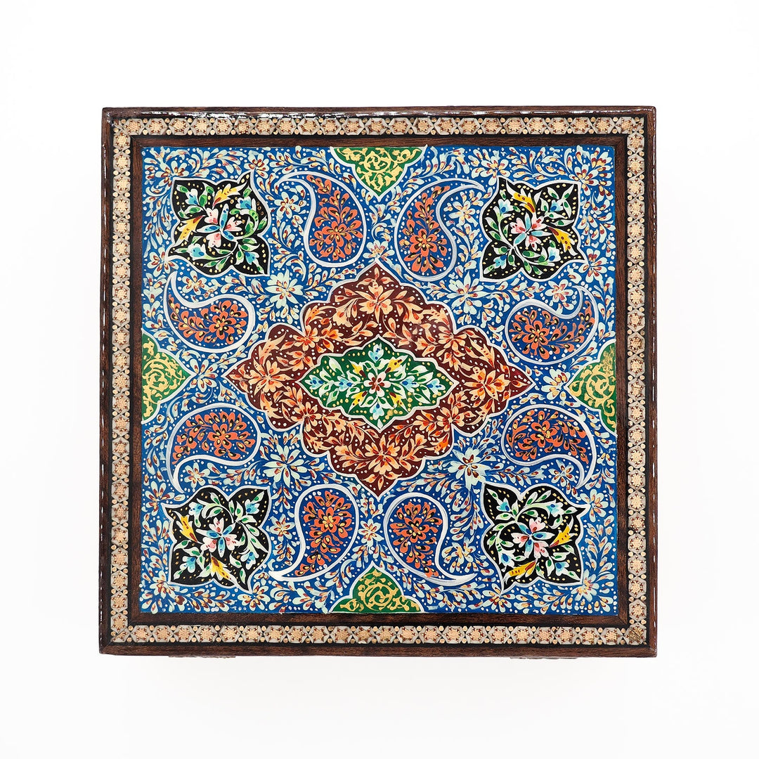 Traditional Motif | Handcrafted Hatem-Inlaid Square Wooden Box - WAAH112