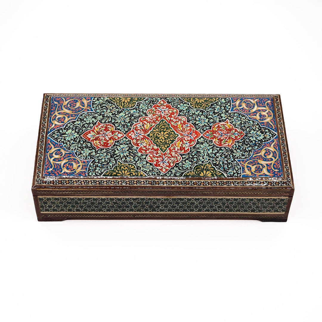Traditional Motif | Handcrafted Hatem-Inlaid Wooden Box - WAAH114