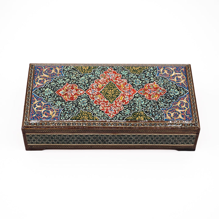 Traditional Motif | Handcrafted Hatem-Inlaid Wooden Box - WAAH114