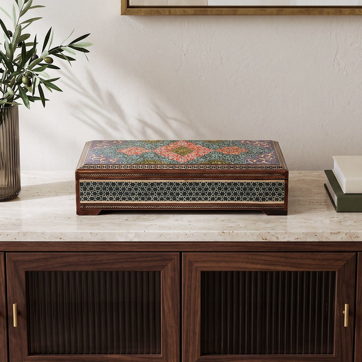 Traditional Motif | Handcrafted Hatem-Inlaid Wooden Box - WAAH114