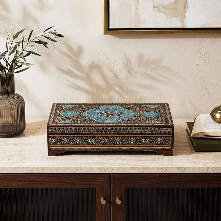 Traditional Motif | Handcrafted Hatem-Inlaid Wooden Box - WAAH115