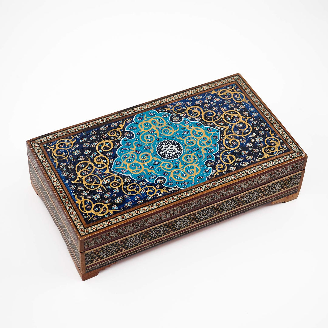 Traditional Motif | Handcrafted Hatem-Inlaid Wooden Box - WAAH117