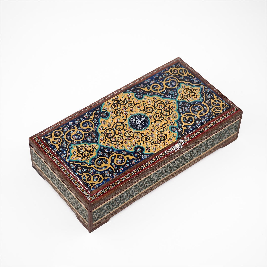 Traditional Motif | Handcrafted Hatem-Inlaid Wooden Box - WAAH118