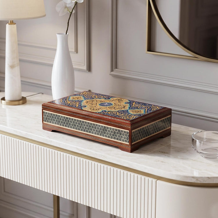 Traditional Motif | Handcrafted Hatem-Inlaid Wooden Box - WAAH118