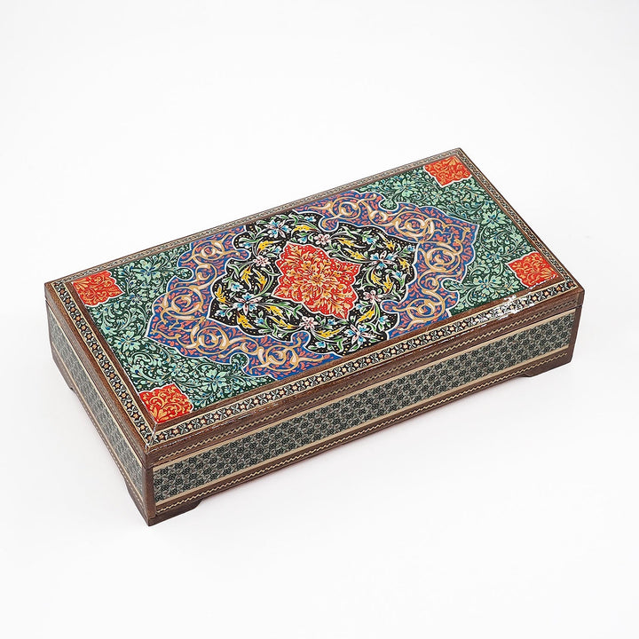 Traditional Motif | Handcrafted Hatem-Inlaid Wooden Box - WAAH119