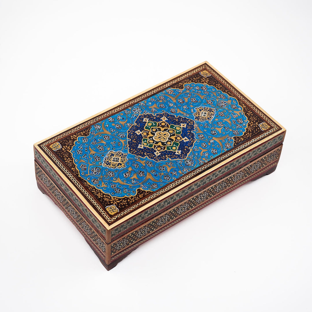 Traditional Motif | Handcrafted Hatem-Inlaid Wooden Box - WAAH121