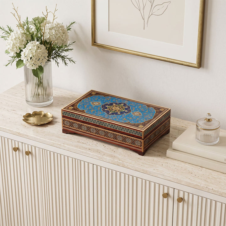 Traditional Motif | Handcrafted Hatem-Inlaid Wooden Box - WAAH121